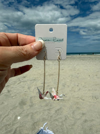 DUNE ROAD_ORIGAMI PAPER CRANE EARRINGS PINK / WHITE _ ORIGAMI PAPER CRANE EARRINGS PINK / WHITE _ Ebony Boutique NZ