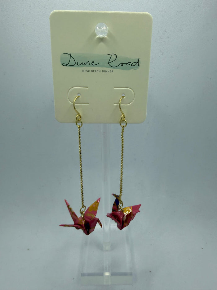 DUNE ROAD_ORIGAMI PAPER CRANE EARRINGS PINK/RED/PURPLE _ ORIGAMI PAPER CRANE EARRINGS PINK/RED/PURPLE _ Ebony Boutique NZ