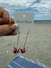 DUNE ROAD_ORIGAMI PAPER CRANE EARRINGS PINK/RED/PURPLE _ ORIGAMI PAPER CRANE EARRINGS PINK/RED/PURPLE _ Ebony Boutique NZ