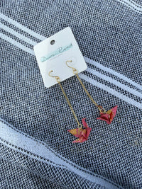 DUNE ROAD_ORIGAMI PAPER CRANE EARRINGS PINK/RED/PURPLE _ ORIGAMI PAPER CRANE EARRINGS PINK/RED/PURPLE _ Ebony Boutique NZ