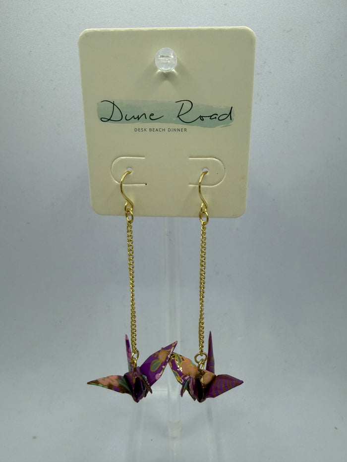 DUNE ROAD_ORIGAMI PAPER CRANE EARRINGS PURPLE _ ORIGAMI PAPER CRANE EARRINGS PURPLE _ Ebony Boutique NZ
