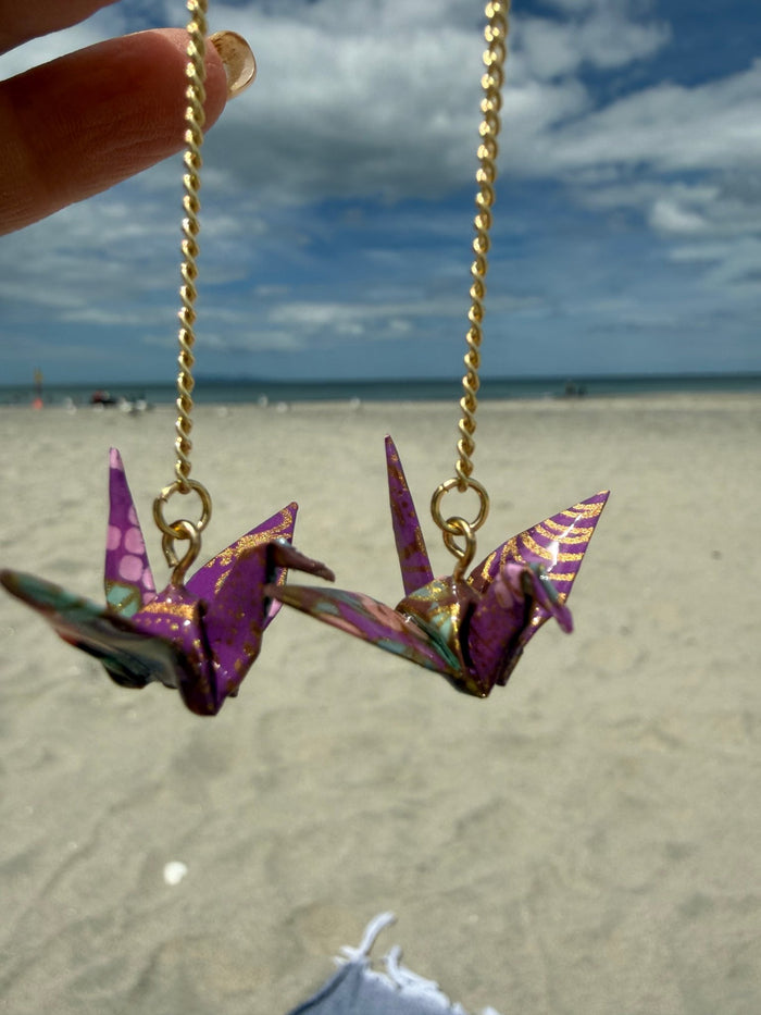 DUNE ROAD_ORIGAMI PAPER CRANE EARRINGS PURPLE _ ORIGAMI PAPER CRANE EARRINGS PURPLE _ Ebony Boutique NZ
