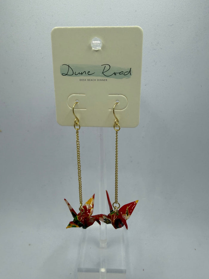 DUNE ROAD_ORIGAMI PAPER CRANE EARRINGS RED _ ORIGAMI PAPER CRANE EARRINGS RED _ Ebony Boutique NZ