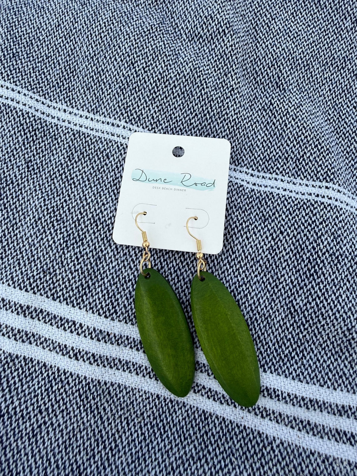 DUNE ROAD_OVAL COLOURED WOOD PENDANT EARRINGS GREEN _ OVAL COLOURED WOOD PENDANT EARRINGS GREEN _ Ebony Boutique NZ