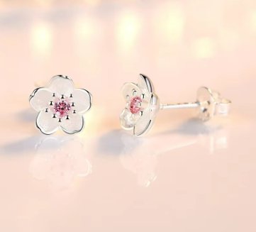 DUNE ROAD_PINK CRYSTAL STERLING SILVER ORCHID FLOWER EARRINGS _ PINK CRYSTAL STERLING SILVER ORCHID FLOWER EARRINGS _ Ebony Boutique NZ