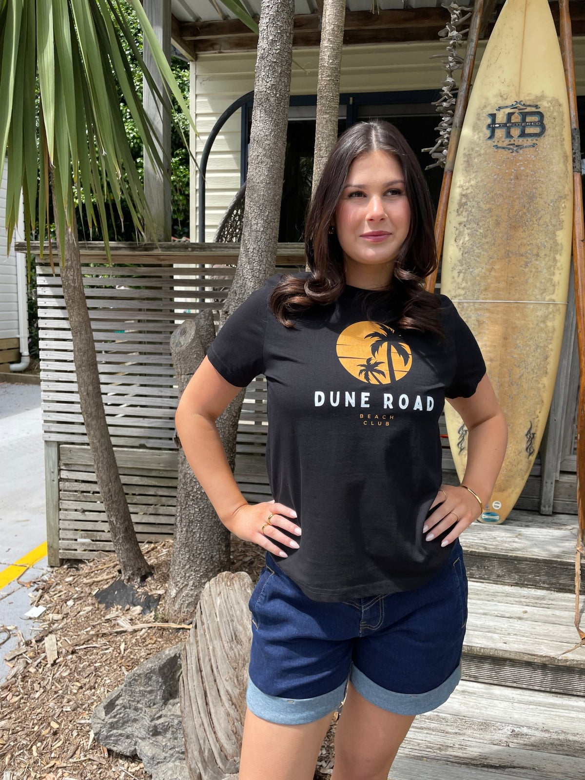 DUNE ROAD_SUNSET PALM ORGANIC COTTON TEE _ SUNSET PALM ORGANIC COTTON TEE _ Ebony Boutique NZ