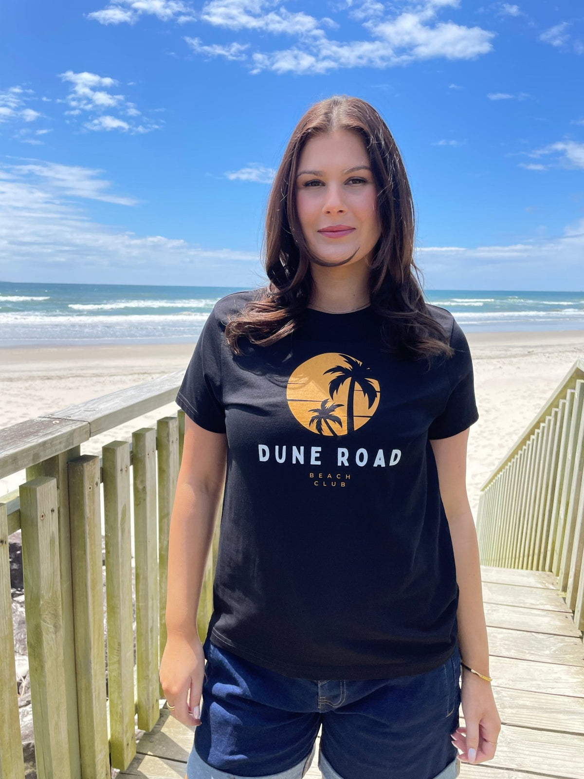 DUNE ROAD_SUNSET PALM ORGANIC COTTON TEE _ SUNSET PALM ORGANIC COTTON TEE _ Ebony Boutique NZ