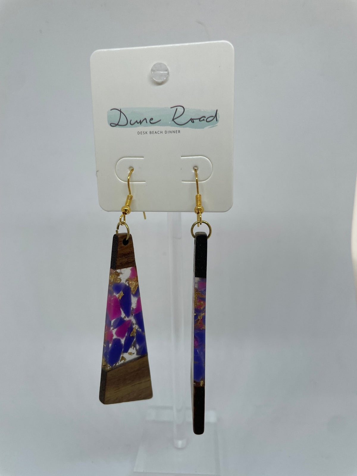 DUNE ROAD_TRAPEZOID EARRINGS PINK/PURPLE/GOLD _ TRAPEZOID EARRINGS PINK/PURPLE/GOLD _ Ebony Boutique NZ