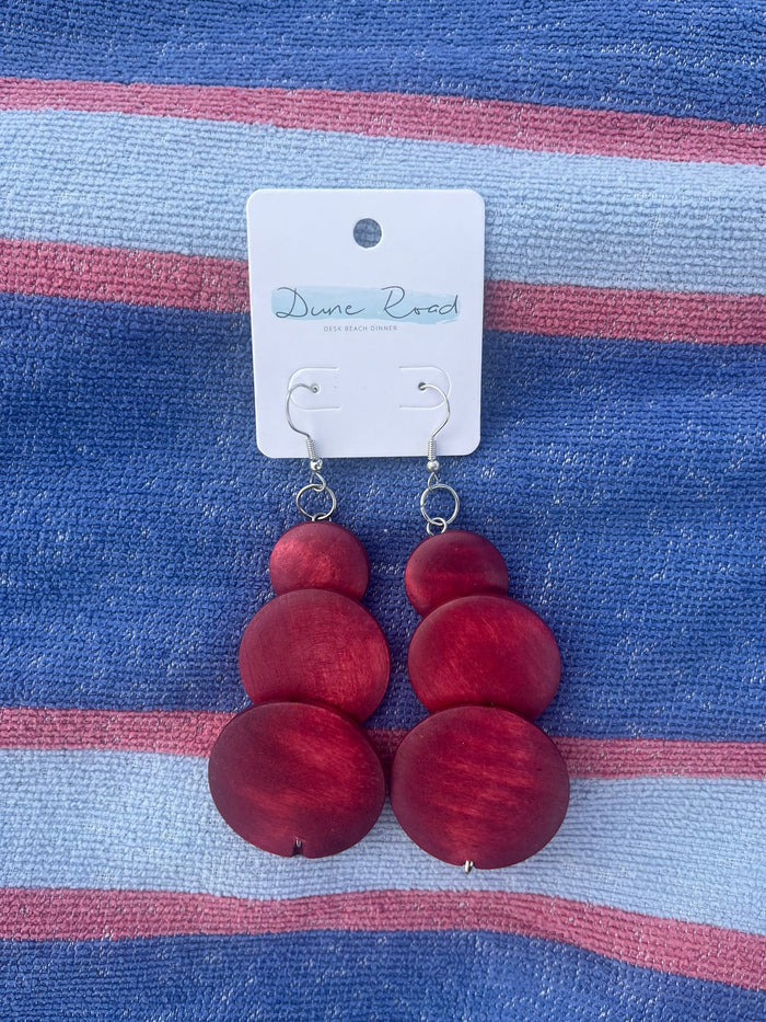 DUNE ROAD_TRIPLE CIRCLE EARRINGS SCARLET _ TRIPLE CIRCLE EARRINGS SCARLET _ Ebony Boutique NZ
