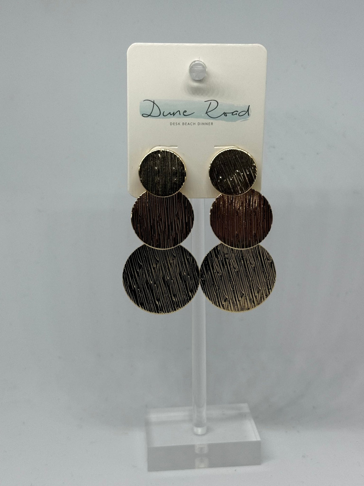 DUNE ROAD_TRIPLE CIRCLE GOLD EARRINGS _ TRIPLE CIRCLE GOLD EARRINGS _ Ebony Boutique NZ