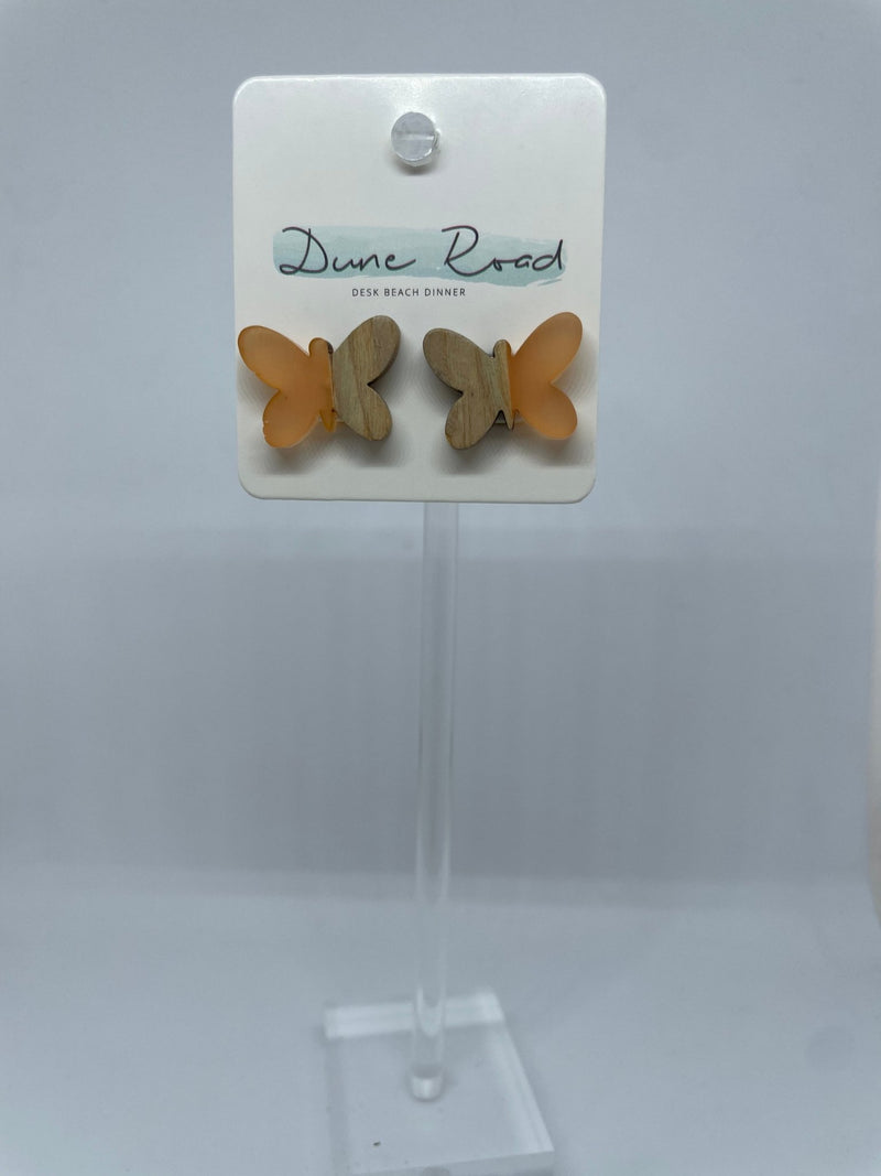 DUNE ROAD_WOOD RESIN EARRINGS BUTTERFLY STUD _ WOOD RESIN EARRINGS BUTTERFLY STUD _ Ebony Boutique NZ