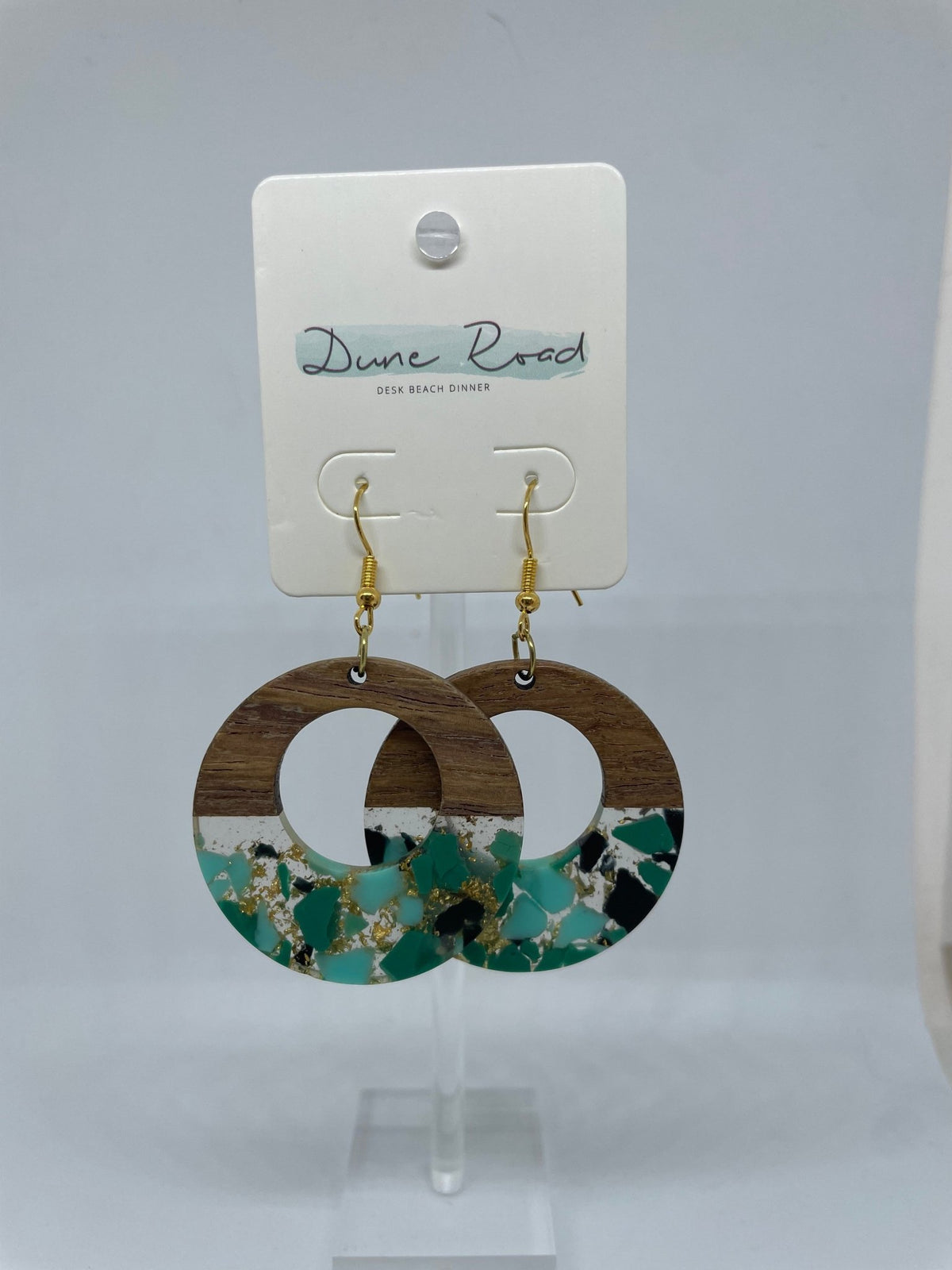 DUNE ROAD_WOOD RESIN EARRINGS CIRCULAR HOOK _ WOOD RESIN EARRINGS CIRCULAR HOOK _ Ebony Boutique NZ