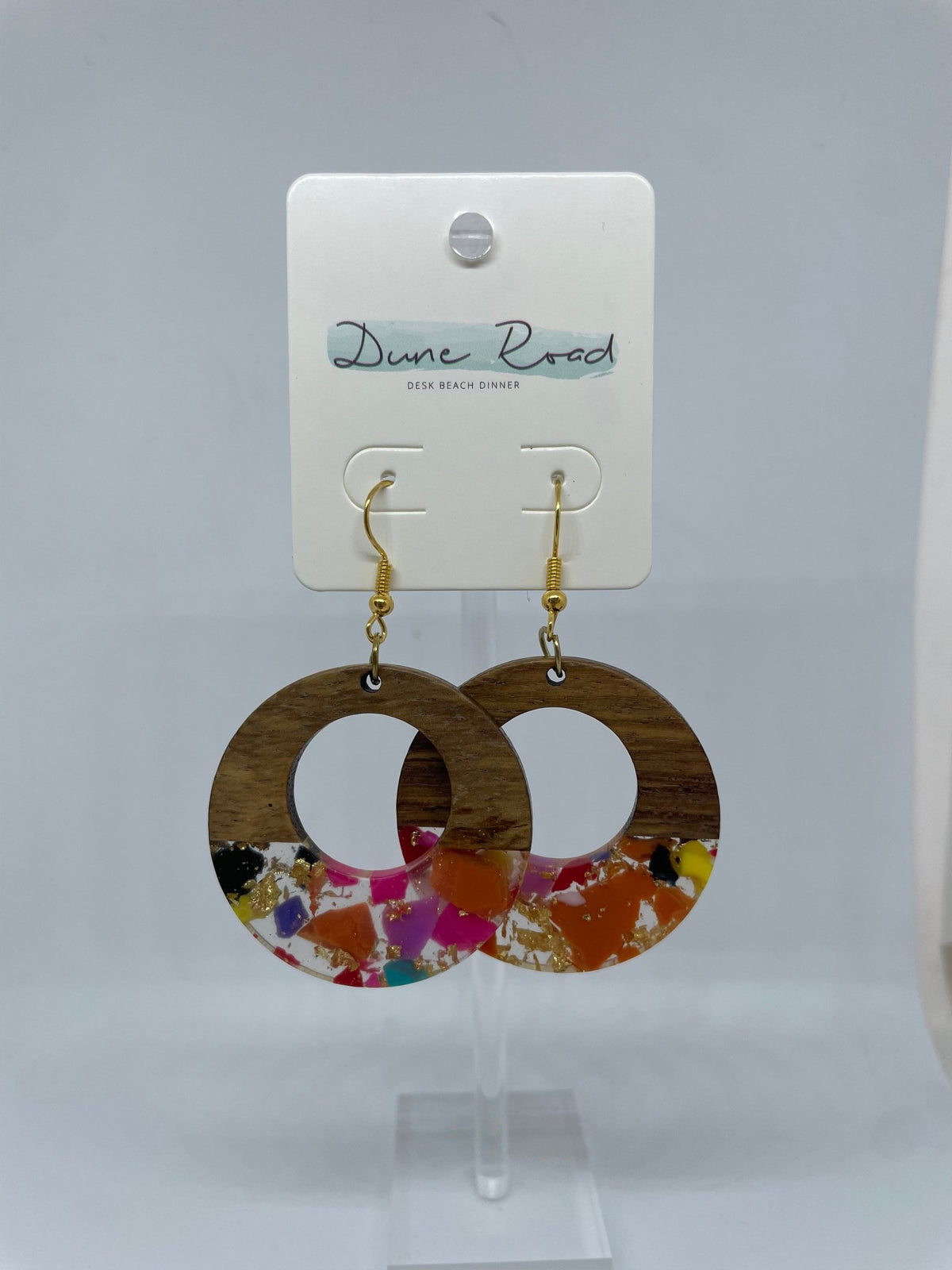 DUNE ROAD_WOOD RESIN EARRINGS CIRCULAR HOOK _ WOOD RESIN EARRINGS CIRCULAR HOOK _ Ebony Boutique NZ