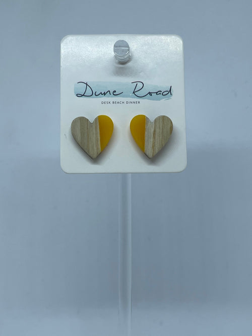 WOOD RESIN EARRINGS HEART STUD_by_DUNE ROAD_women's_in_New Zealand_ _