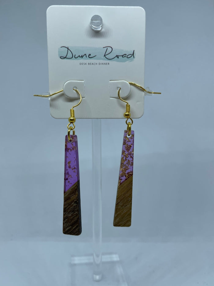 DUNE ROAD_WOOD RESIN EARRINGS ISO TRAPEZOID _ WOOD RESIN EARRINGS ISO TRAPEZOID _ Ebony Boutique NZ