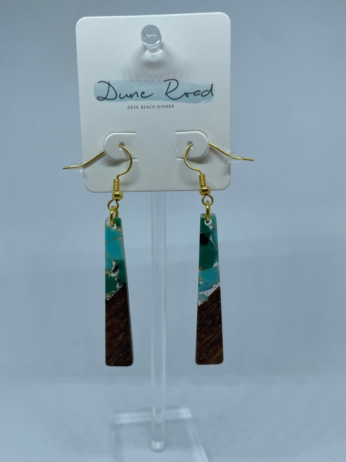 DUNE ROAD_WOOD RESIN EARRINGS ISO TRAPEZOID _ WOOD RESIN EARRINGS ISO TRAPEZOID _ Ebony Boutique NZ