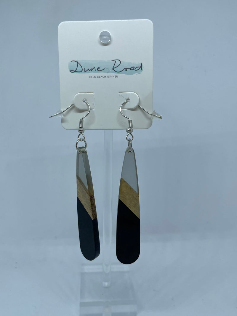 DUNE ROAD_WOOD RESIN EARRINGS LARGE TEARDROP _ WOOD RESIN EARRINGS LARGE TEARDROP _ Ebony Boutique NZ