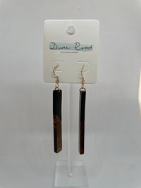 DUNE ROAD_WOOD RESIN EARRINGS RECTANGULAR HOOK BLACK _ WOOD RESIN EARRINGS RECTANGULAR HOOK BLACK _ Ebony Boutique NZ