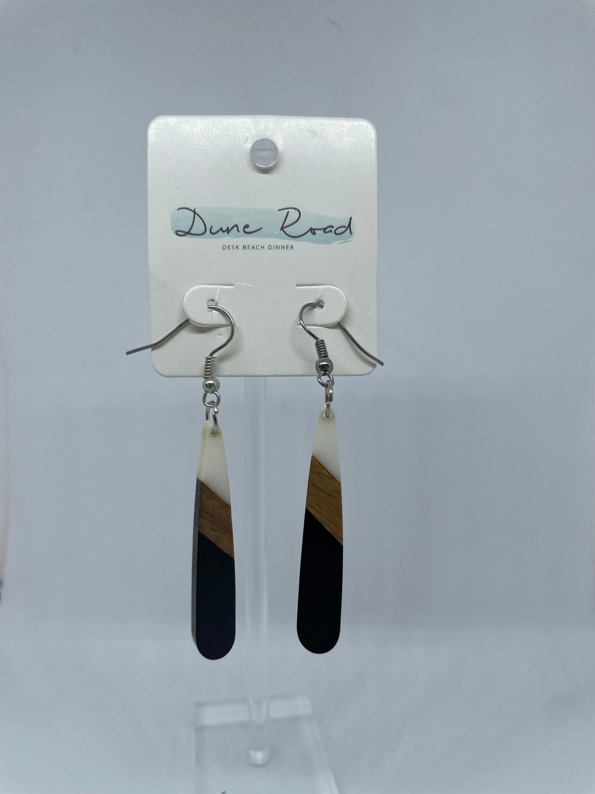 DUNE ROAD_WOOD RESIN EARRINGS SMALL TEARDROP _ WOOD RESIN EARRINGS SMALL TEARDROP _ Ebony Boutique NZ