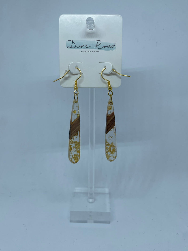 DUNE ROAD_WOOD RESIN EARRINGS SMALL TEARDROP _ WOOD RESIN EARRINGS SMALL TEARDROP _ Ebony Boutique NZ