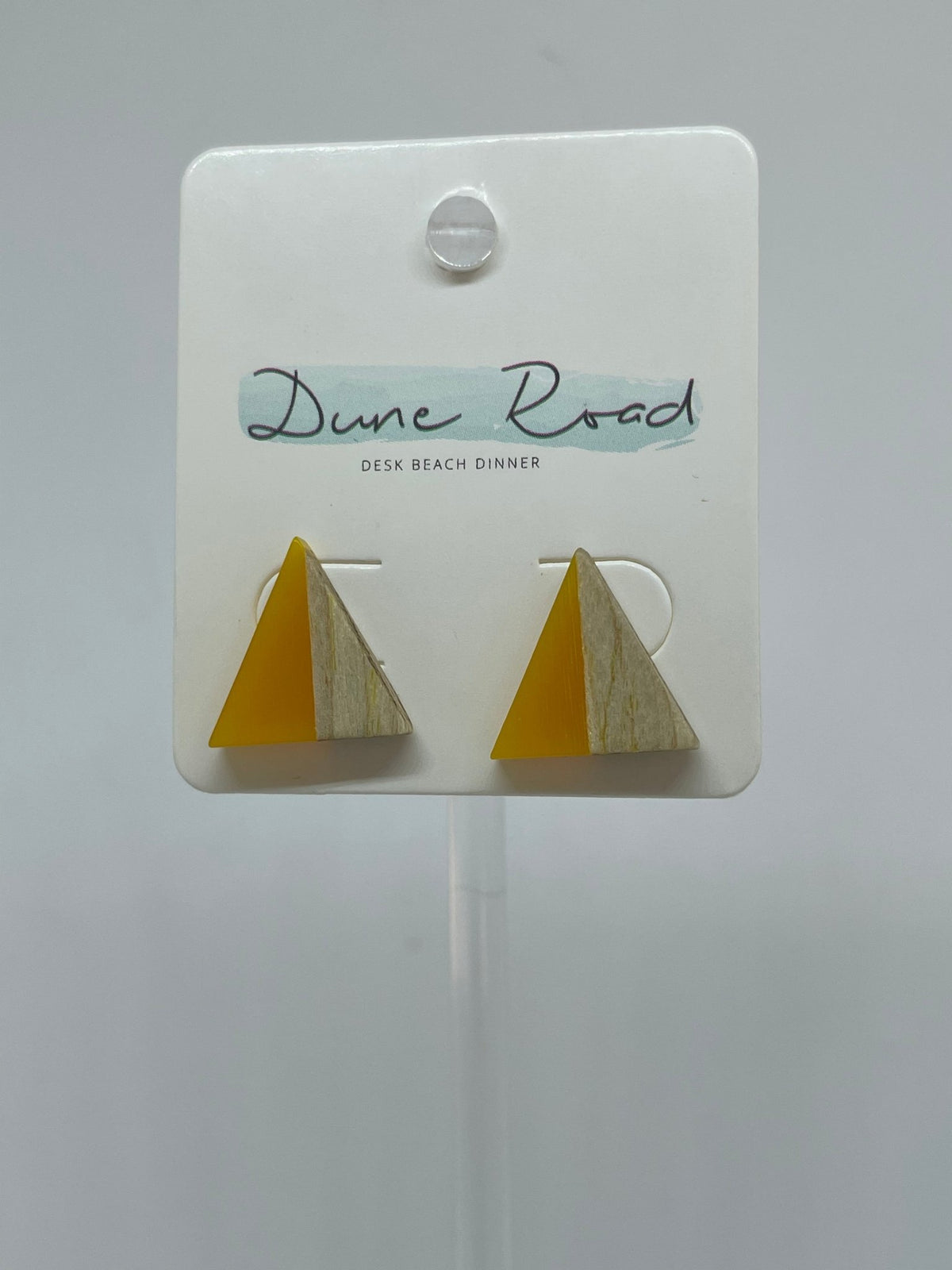 DUNE ROAD_WOOD RESIN EARRINGS TRIANGLE STUD _ WOOD RESIN EARRINGS TRIANGLE STUD _ Ebony Boutique NZ