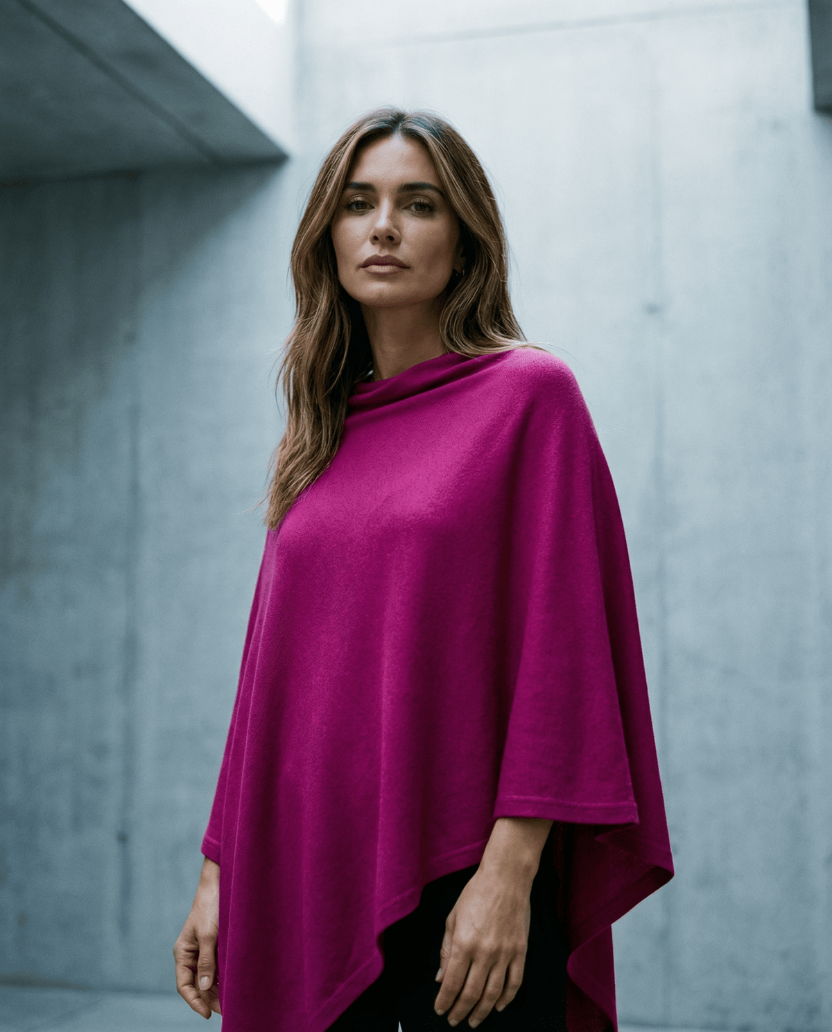100% MERINO WOOL PONCHO EASY STYLE LAYER RASPBERRY_by_EBONY_women's_in_New Zealand_ 100% MERINO WOOL PONCHO EASY STYLE LAYER RASPBERRY _