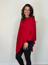 EBONY_100% MERINO WOOL PONCHO EASY STYLE LAYER RUBY _ 100% MERINO WOOL PONCHO EASY STYLE LAYER RUBY _ Ebony Boutique NZ