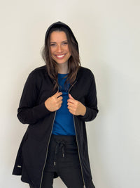 EBONY_HOODIE 2 WAY ZIP CARDI JACKET EBAS551BLK _ HOODIE 2 WAY ZIP CARDI JACKET EBAS551BLK _ Ebony Boutique NZ