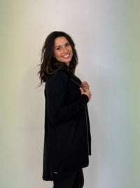 EBONY_HOODIE 2 WAY ZIP CARDI JACKET EBAS551BLK _ HOODIE 2 WAY ZIP CARDI JACKET EBAS551BLK _ Ebony Boutique NZ