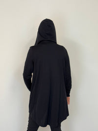 EBONY_HOODIE 2 WAY ZIP CARDI JACKET EBAS551BLK _ HOODIE 2 WAY ZIP CARDI JACKET EBAS551BLK _ Ebony Boutique NZ