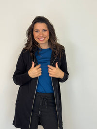 EBONY_HOODIE 2 WAY ZIP CARDI JACKET EBAS551BLK _ HOODIE 2 WAY ZIP CARDI JACKET EBAS551BLK _ Ebony Boutique NZ