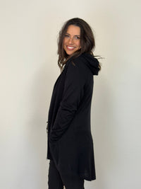 EBONY_HOODIE 2 WAY ZIP CARDI JACKET EBAS551BLK _ HOODIE 2 WAY ZIP CARDI JACKET EBAS551BLK _ Ebony Boutique NZ