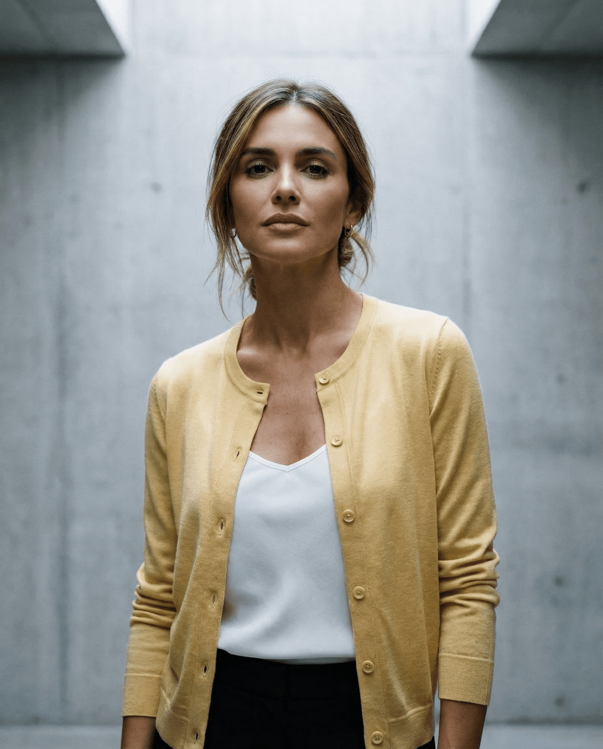 MERINO BUTTON CARDIGAN WOMENS LONG SLEEVE BUTTERCUP EBAS501_by_EBONY_women's_in_New Zealand_ MERINO BUTTON CARDIGAN WOMENS LONG SLEEVE BUTTERCUP EBAS501 _