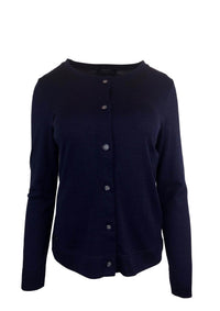 MERINO BUTTON CARDIGAN WOMENS LONG SLEEVES CREW NECK FRENCH NAVY EBAS501_by_EBONY_women's_in_New Zealand_ _