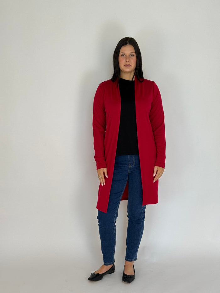 EBONY_MERINO LONGLINE CARDIGAN WITH SPLIT HEM LONG SLEEVES EBAS582 _ MERINO LONGLINE CARDIGAN WITH SPLIT HEM LONG SLEEVES EBAS582 _ Ebony Boutique NZ