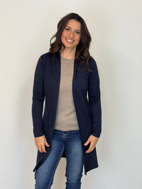 EBONY_MERINO LONGLINE CARDIGAN WITH SPLIT HEM LONG SLEEVES FRENCH NAVY _ MERINO LONGLINE CARDIGAN WITH SPLIT HEM LONG SLEEVES FRENCH NAVY _ Ebony Boutique NZ