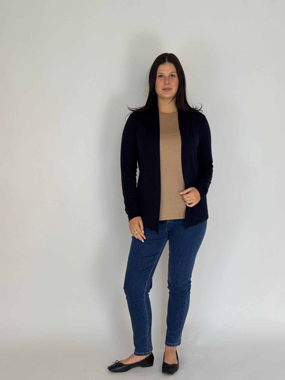 EBONY_MERINO MID LENGTH EDGE TO EDGE CARDIGAN FRENCH NAVY EBAS580 _ MERINO MID LENGTH EDGE TO EDGE CARDIGAN FRENCH NAVY EBAS580 _ Ebony Boutique NZ