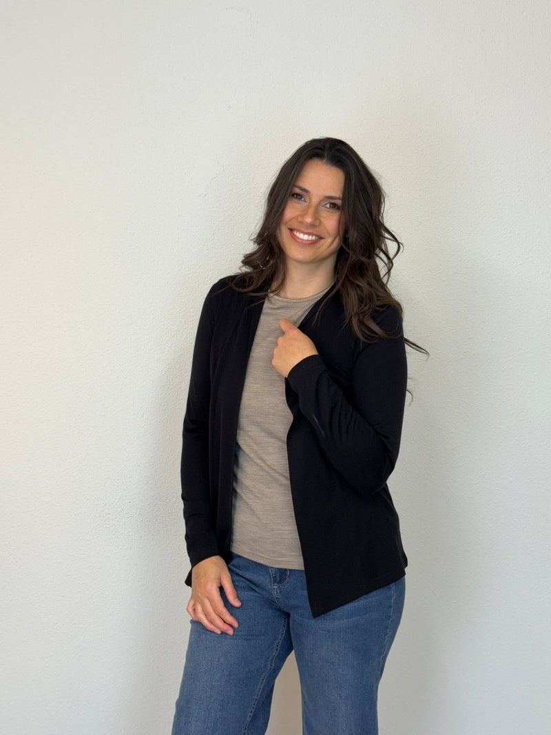 EBONY_MERINO MID LENGTH EDGE TO EDGE WOMENS CARDIGAN _ MERINO MID LENGTH EDGE TO EDGE WOMENS CARDIGAN _ Ebony Boutique NZ