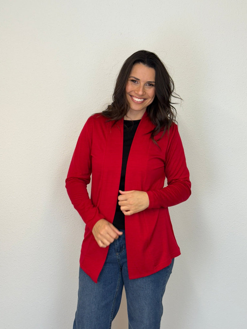 EBONY_MERINO MID LENGTH EDGE TO EDGE WOMENS CARDIGAN RUBY EBAS580RUB _ MERINO MID LENGTH EDGE TO EDGE WOMENS CARDIGAN RUBY EBAS580RUB _ Ebony Boutique NZ