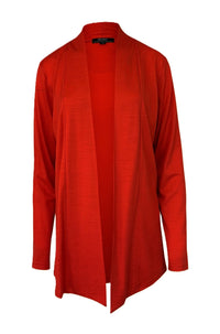 EBONY_MERINO MID LENGTH EDGE TO EDGE WOMENS CARDIGAN TANGERINE _ MERINO MID LENGTH EDGE TO EDGE WOMENS CARDIGAN TANGERINE _ Ebony Boutique NZ
