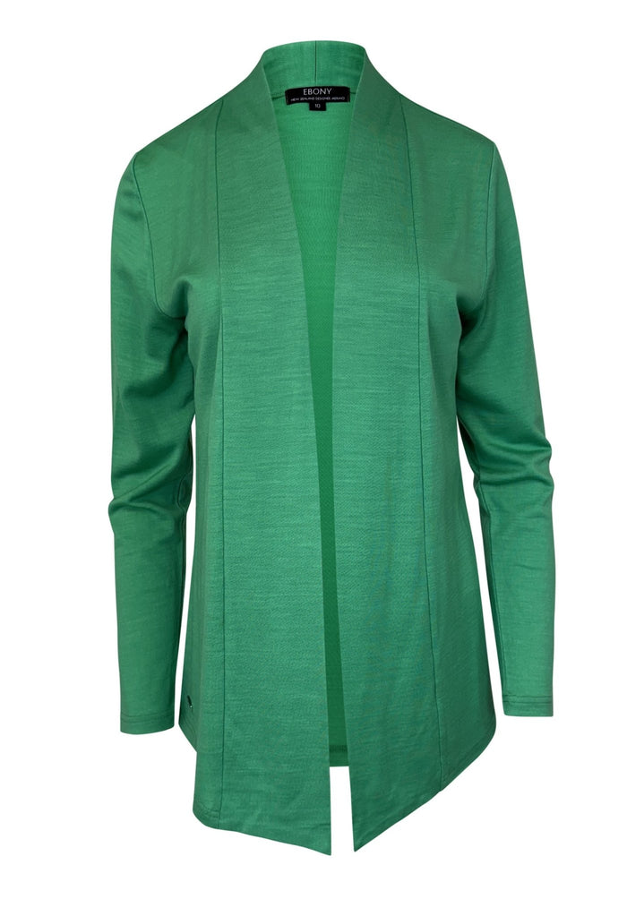 EBONY_MERINO MID LENGTH EDGE TO EDGE WOMENS CARDIGAN VERDE _ MERINO MID LENGTH EDGE TO EDGE WOMENS CARDIGAN VERDE _ Ebony Boutique NZ