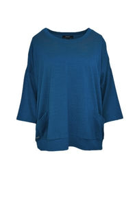 MERINO SWEATER WITH FRONT POCKETS & 3/4 SLEEVES TWILIGHT EBAS483_by_EBONY_women's_in_New Zealand_ _