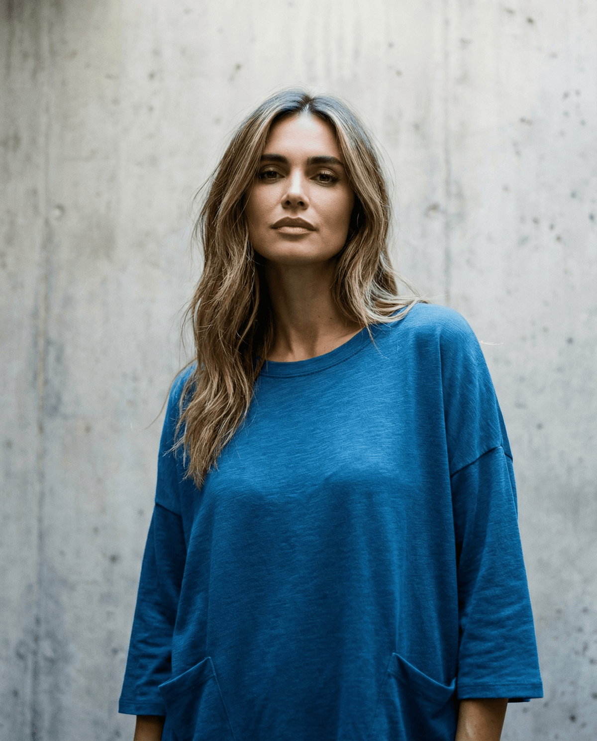 MERINO SWEATER WITH FRONT POCKETS & 3/4 SLEEVES TWILIGHT EBAS483_by_EBONY_women's_in_New Zealand_ MERINO SWEATER WITH FRONT POCKETS & 3/4 SLEEVES TWILIGHT EBAS483 _