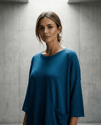MERINO SWEATER WITH FRONT POCKETS & 3/4 SLEEVES TWILIGHT EBAS483_by_EBONY_women's_in_New Zealand_ MERINO SWEATER WITH FRONT POCKETS & 3/4 SLEEVES TWILIGHT EBAS483 _