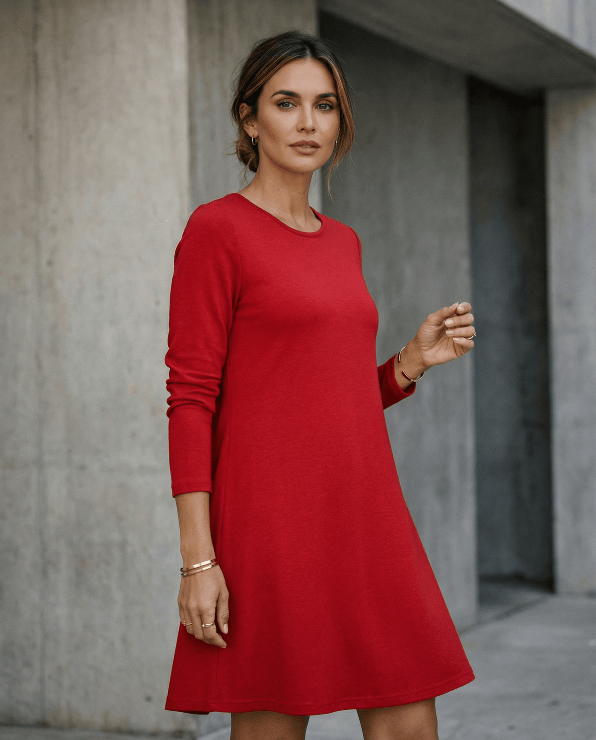 MERINO SWING DRESS LONG SLEEVES RUBY EBAS54D_by_EBONY_women's_in_New Zealand_ MERINO SWING DRESS LONG SLEEVES RUBY EBAS54D _