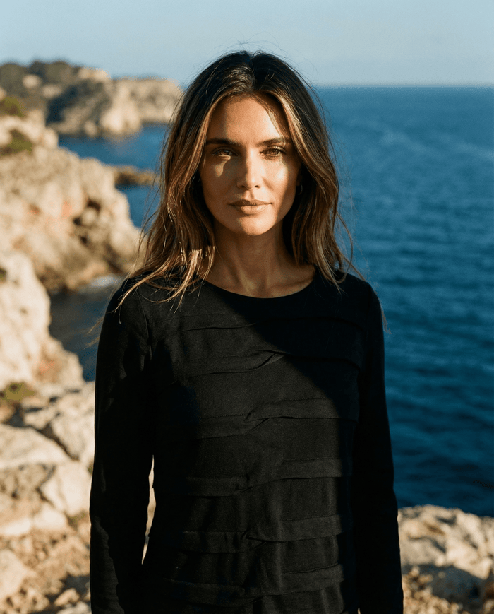 MERINO TUCK PLEAT TOP WOMENS LONG SLEEVES ROUND NECK BLACK EBAS608_by_EBONY_women's_in_New Zealand_ MERINO TUCK PLEAT TOP WOMENS LONG SLEEVES ROUND NECK BLACK EBAS608 _