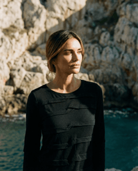 MERINO TUCK PLEAT TOP WOMENS LONG SLEEVES ROUND NECK BLACK EBAS608_by_EBONY_women's_in_New Zealand_ MERINO TUCK PLEAT TOP WOMENS LONG SLEEVES ROUND NECK BLACK EBAS608 _