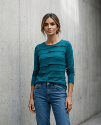 MERINO TUCK PLEAT TOP WOMENS LONG SLEEVES ROUND NECK DRAGONFLY EBAS608_by_EBONY_women's_in_New Zealand_ MERINO TUCK PLEAT TOP WOMENS LONG SLEEVES ROUND NECK DRAGONFLY EBAS608 _