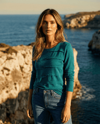 MERINO TUCK PLEAT TOP WOMENS LONG SLEEVES ROUND NECK DRAGONFLY EBAS608_by_EBONY_women's_in_New Zealand_ MERINO TUCK PLEAT TOP WOMENS LONG SLEEVES ROUND NECK DRAGONFLY EBAS608 _