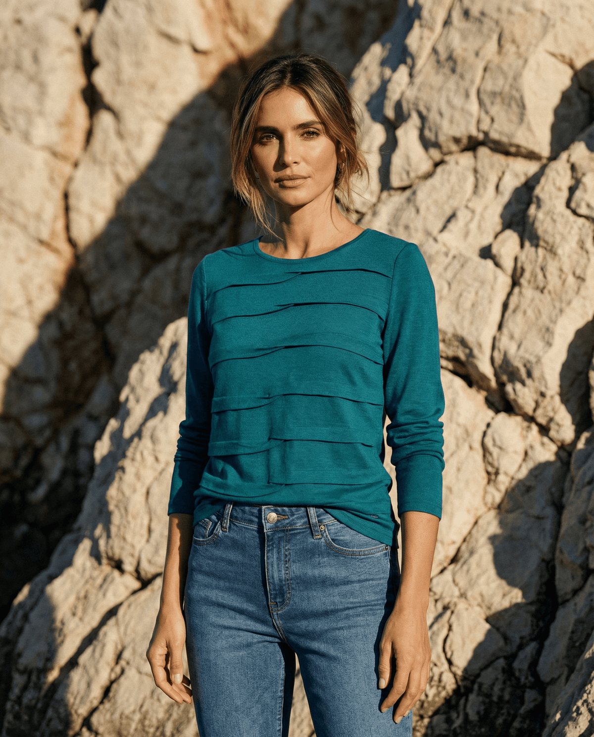 MERINO TUCK PLEAT TOP WOMENS LONG SLEEVES ROUND NECK DRAGONFLY EBAS608_by_EBONY_women's_in_New Zealand_ MERINO TUCK PLEAT TOP WOMENS LONG SLEEVES ROUND NECK DRAGONFLY EBAS608 _